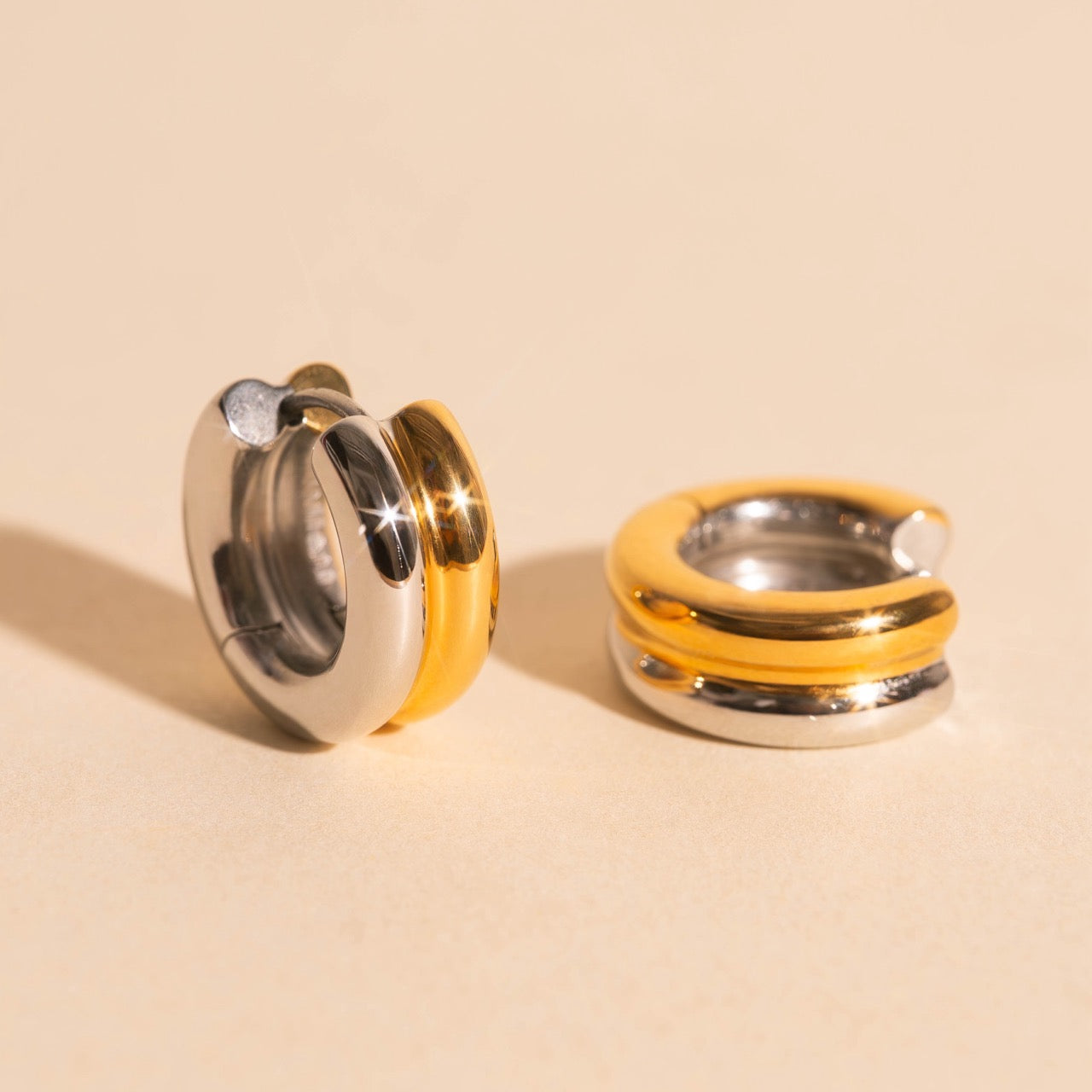 Titanium Double Chunky Rounded Huggie Hoop Earrings - FeatherTUFF™