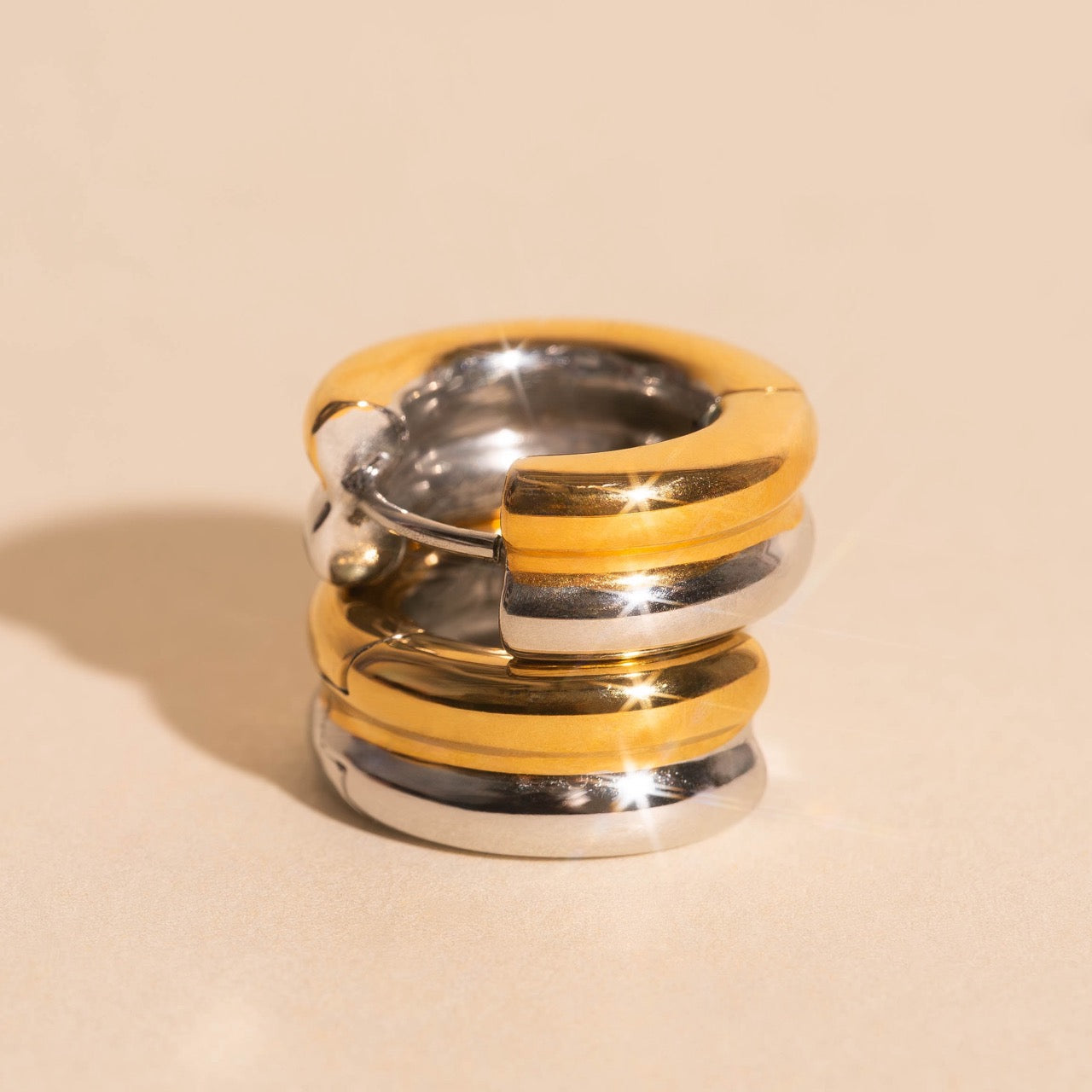 Titanium Double Chunky Rounded Huggie Hoop Earrings - FeatherTUFF™