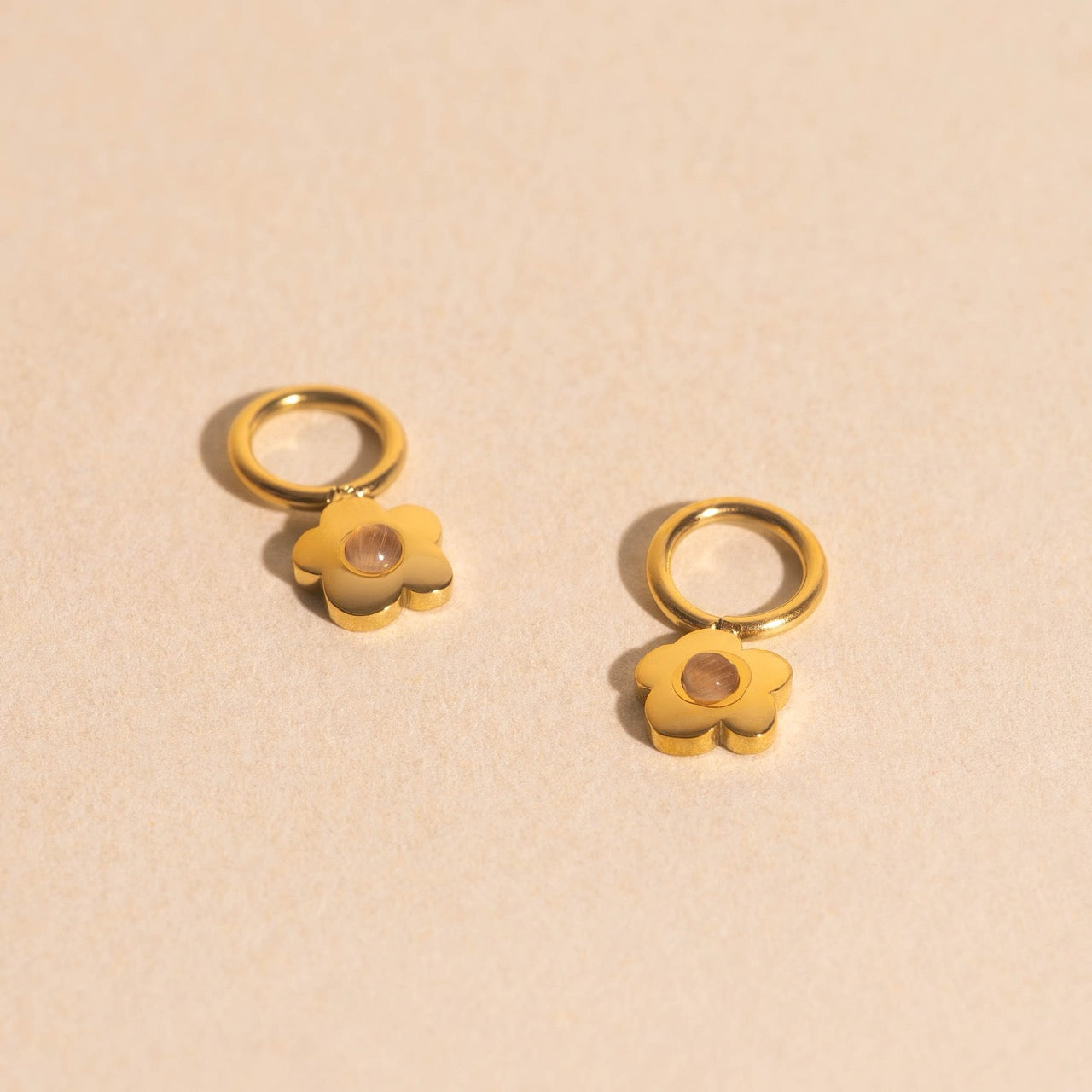 Gem Flower Chunky Huggie Hoop Charms