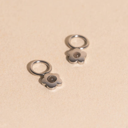 Gem Flower Chunky Huggie Hoop Charms
