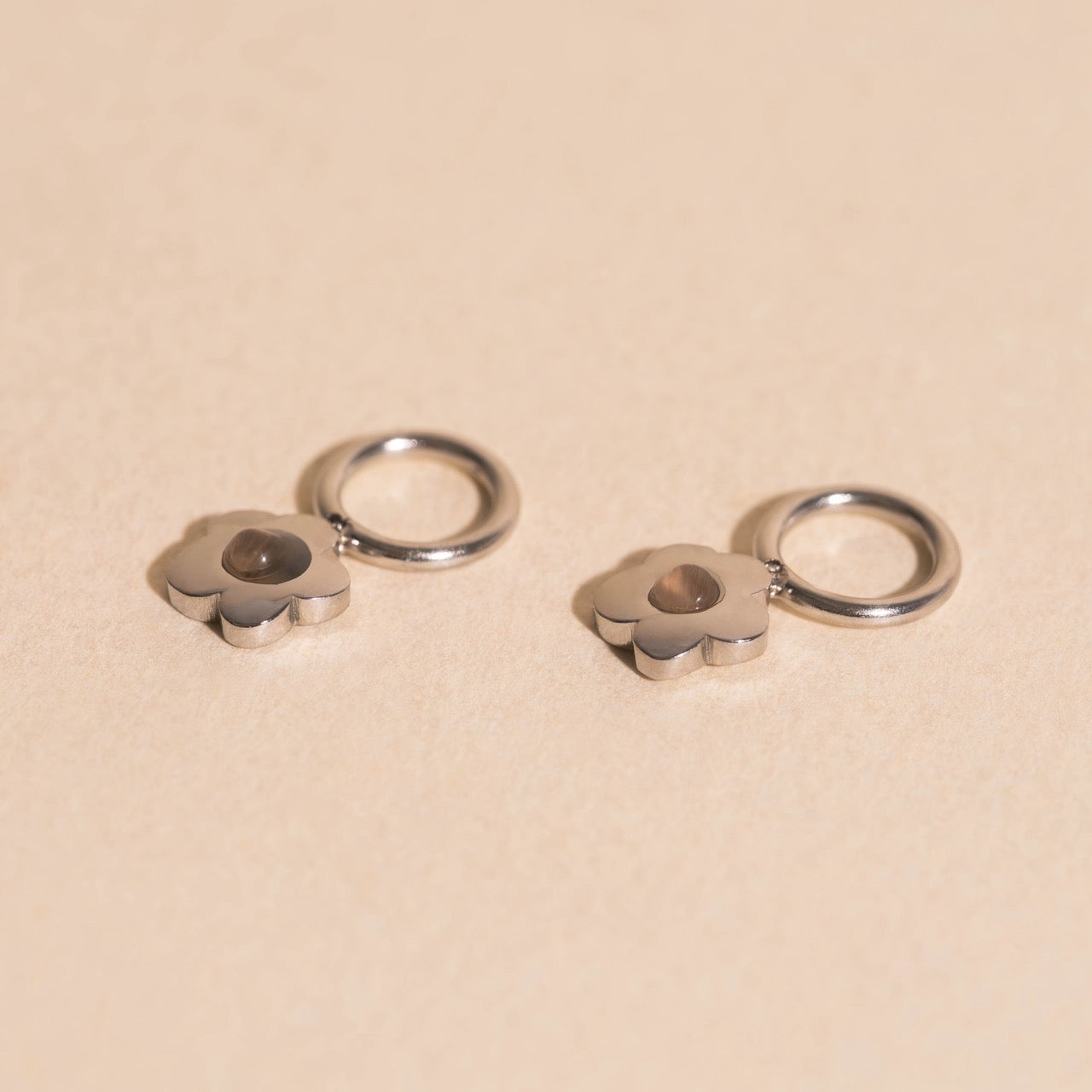 Gem Flower Chunky Huggie Hoop Charms