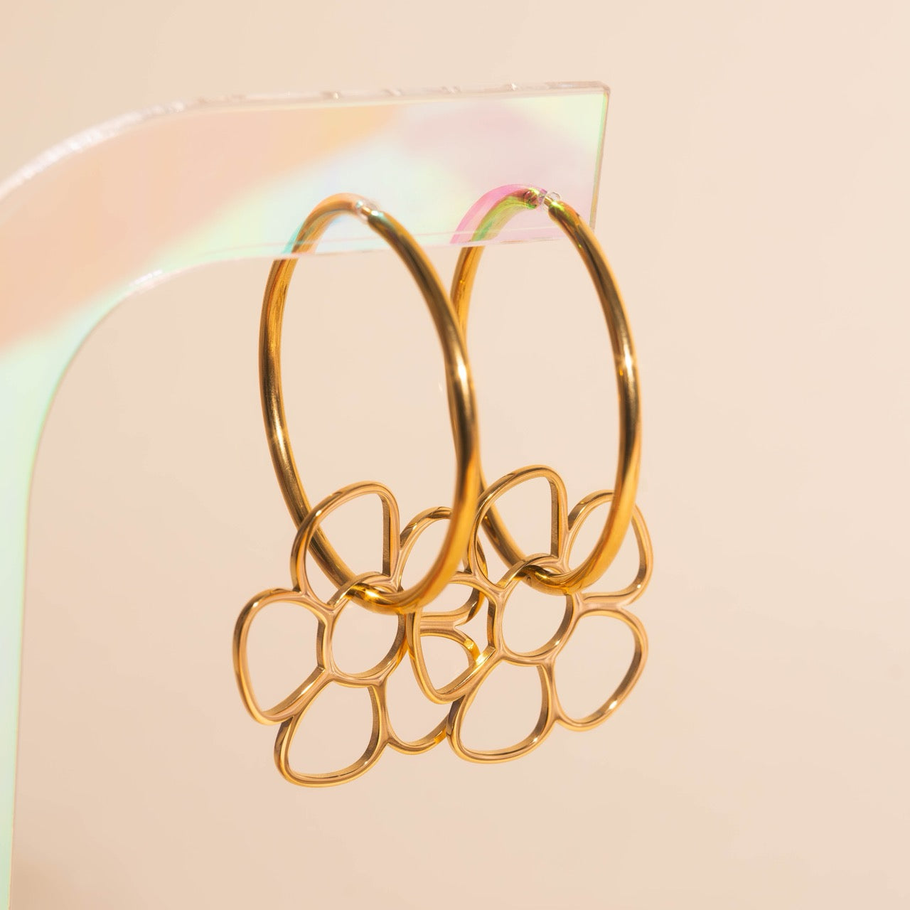 Jumbo Flower Chunky Huggie Hoop Charms