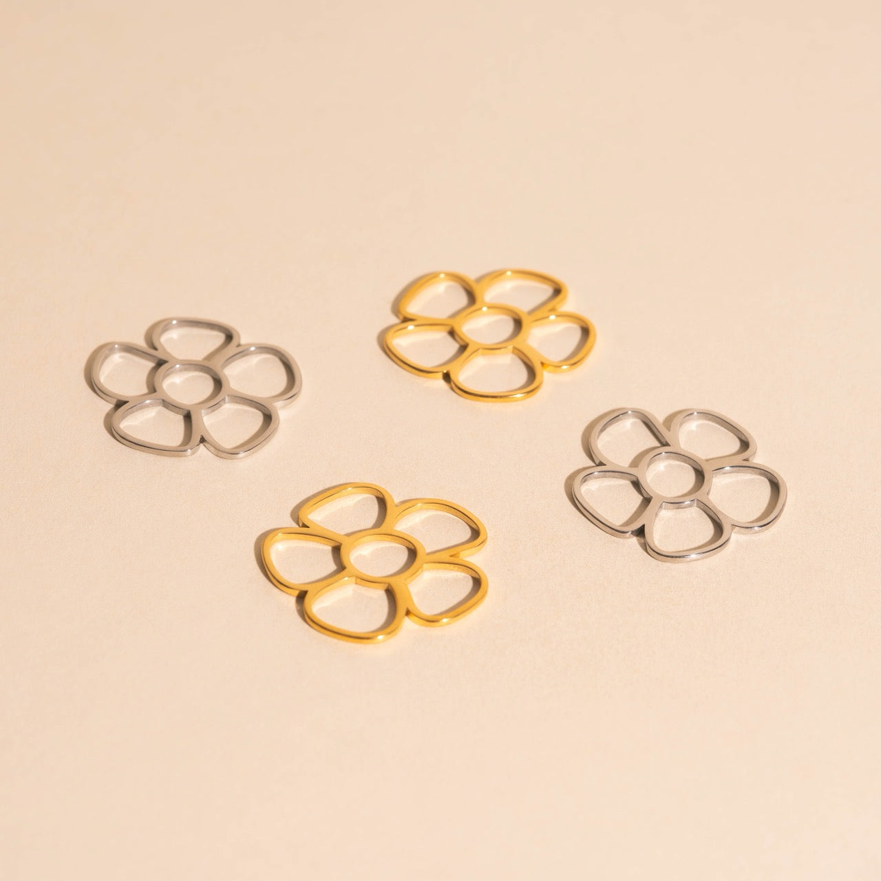 Jumbo Flower Chunky Huggie Hoop Charms