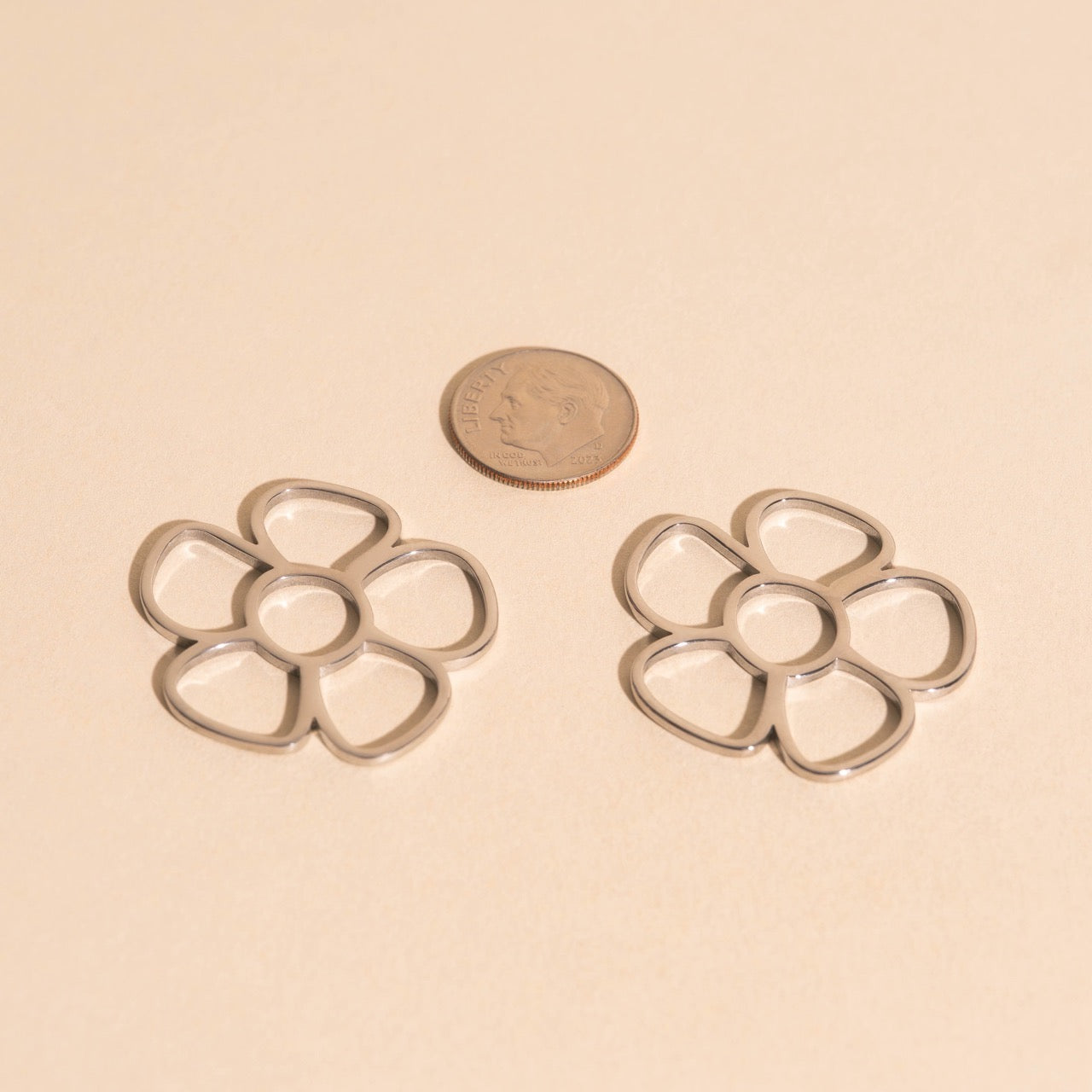 Jumbo Flower Chunky Huggie Hoop Charms