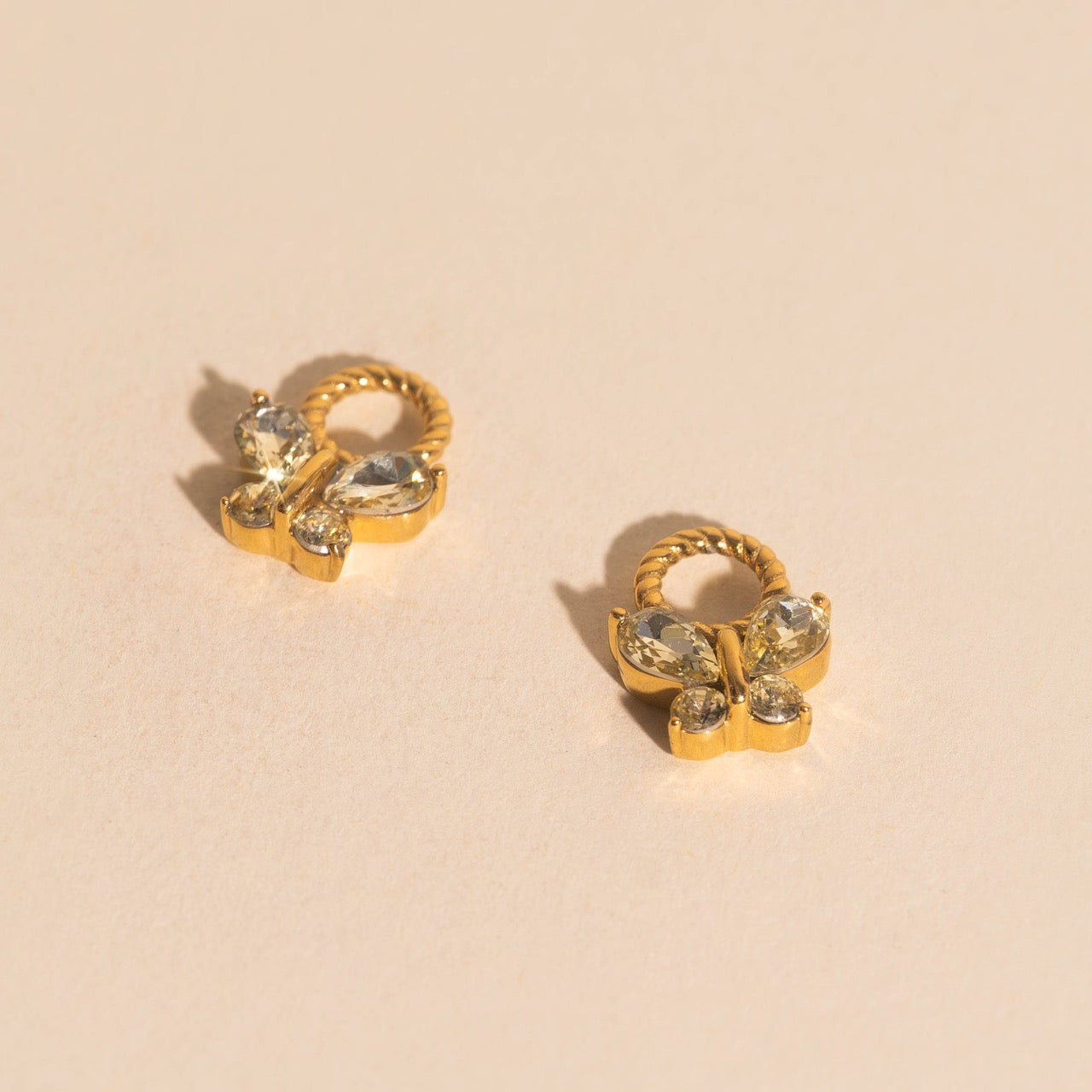 Crystal Butterfly Chunky Huggie Hoop Charms