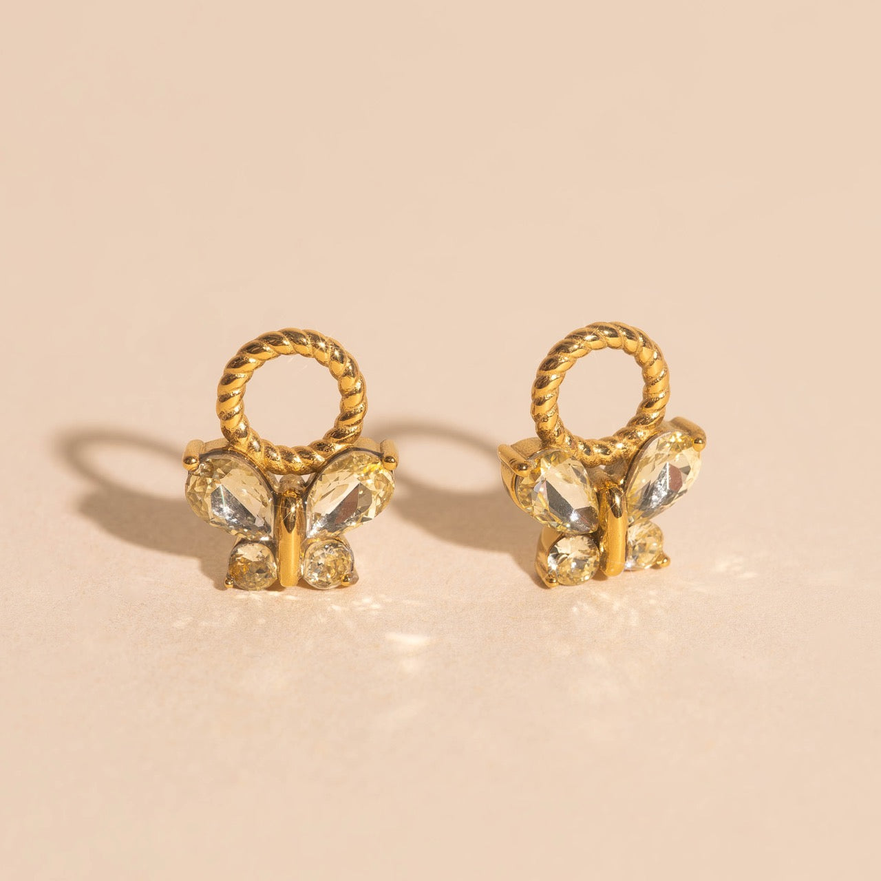 Crystal Butterfly Chunky Huggie Hoop Charms