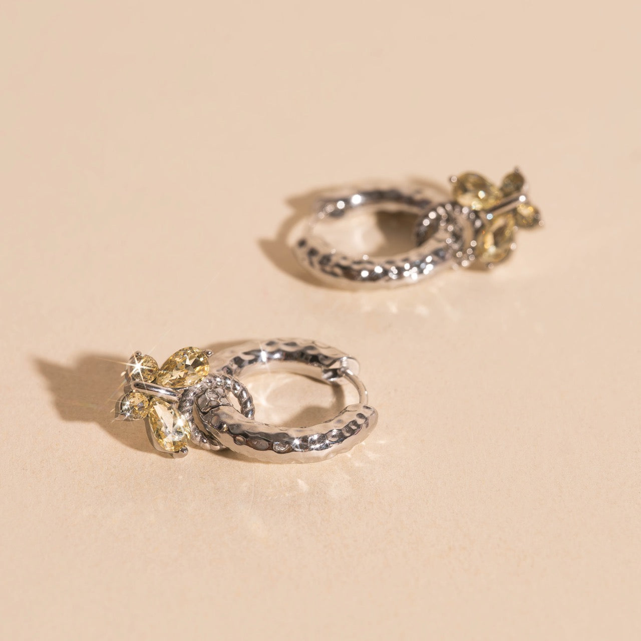 Crystal Butterfly Chunky Huggie Hoop Charms