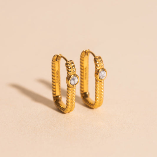 Rope Rectangle Huggie Hoop Earrings