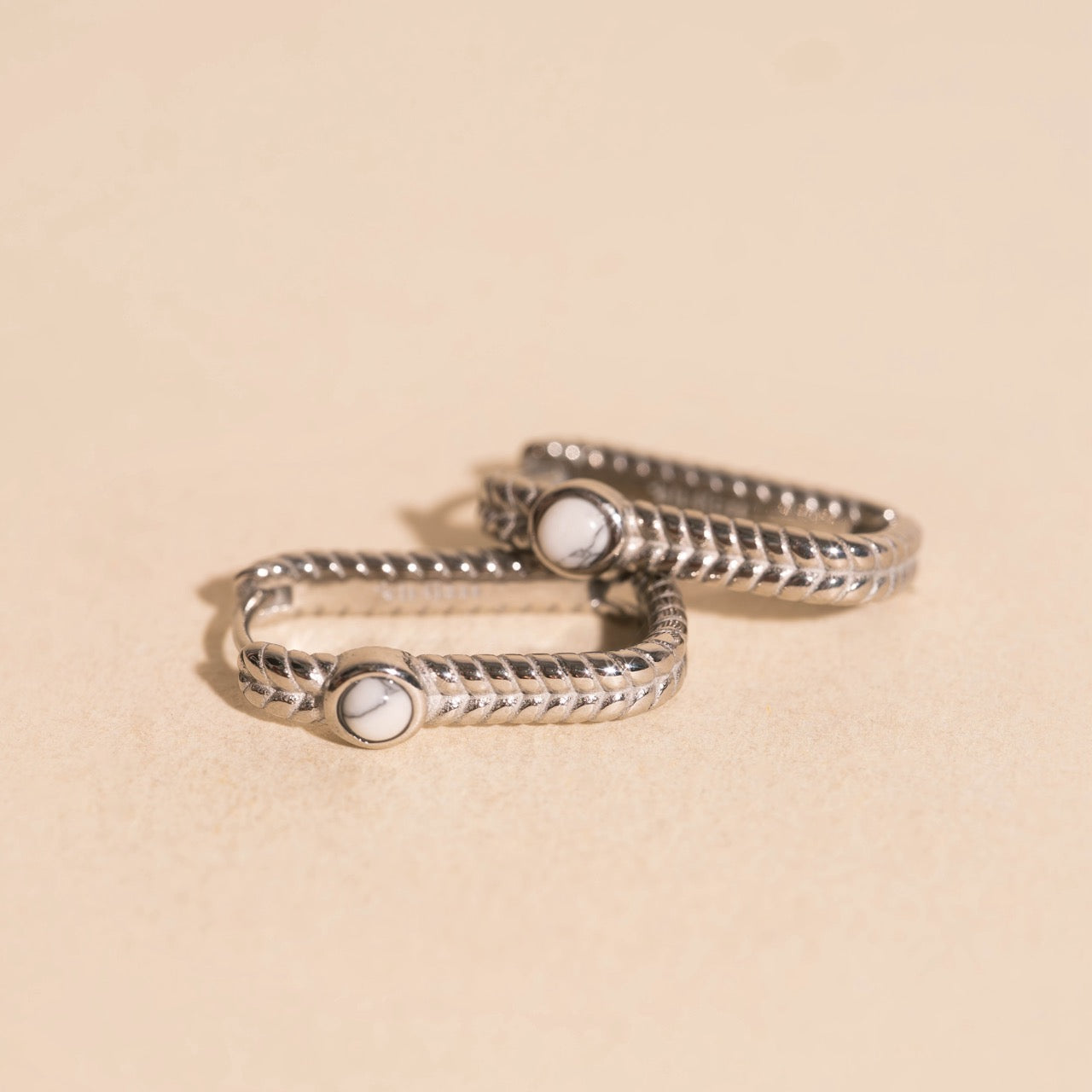 Rope Rectangle Huggie Hoop Earrings