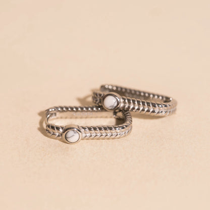 Rope Rectangle Huggie Hoop Earrings