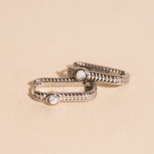 Rope Rectangle Huggie Hoop Earrings