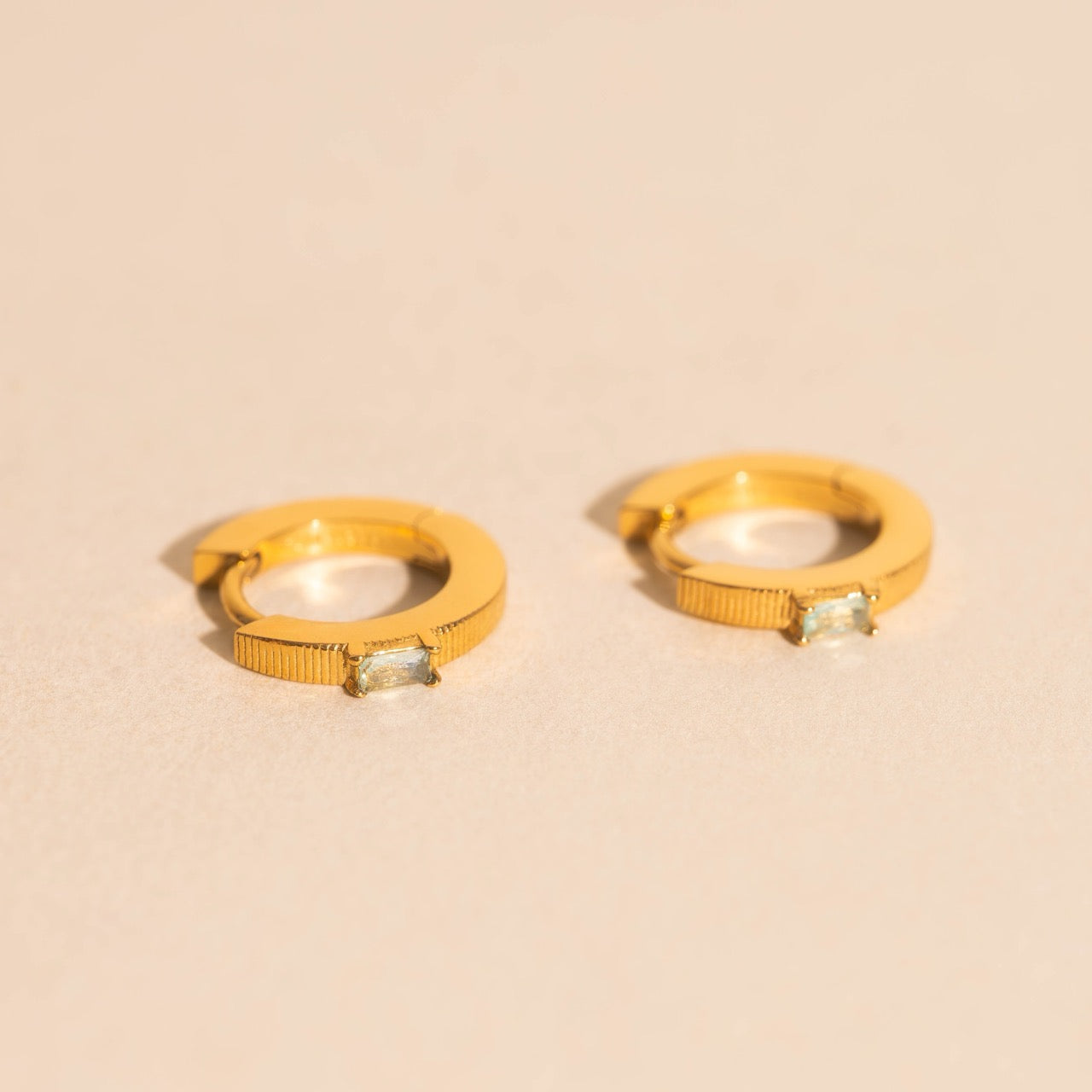 Baguette Textured Huggie Hoop Earrings