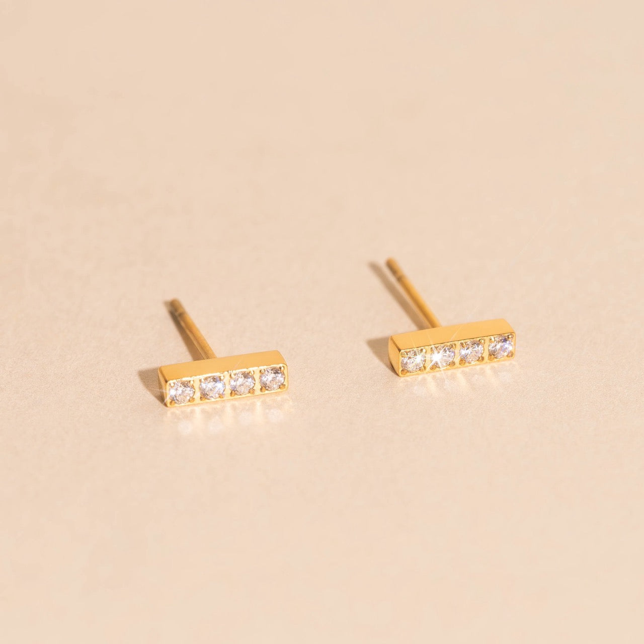 Crystal Quad Bar Stud Earrings