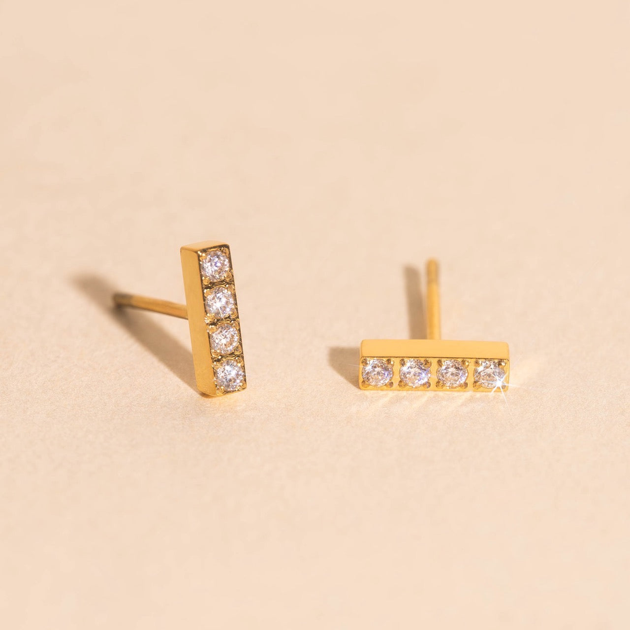 Crystal Quad Bar Stud Earrings