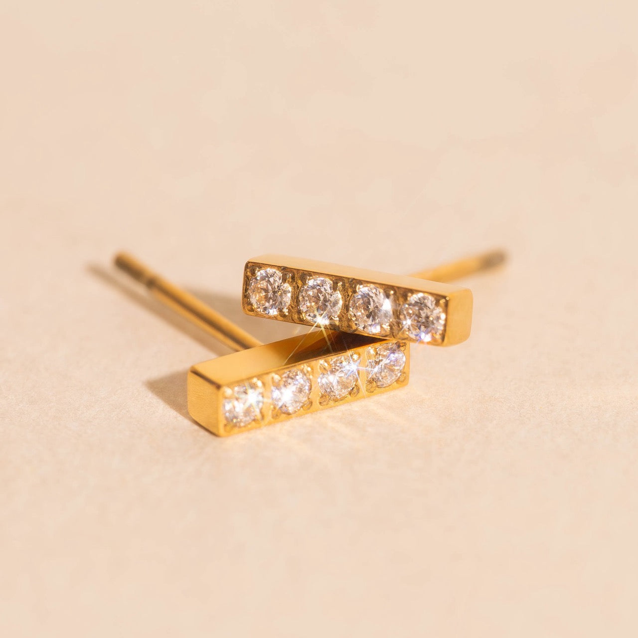 Crystal Quad Bar Stud Earrings
