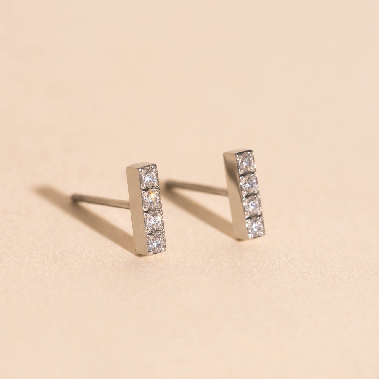 Crystal Quad Bar Stud Earrings