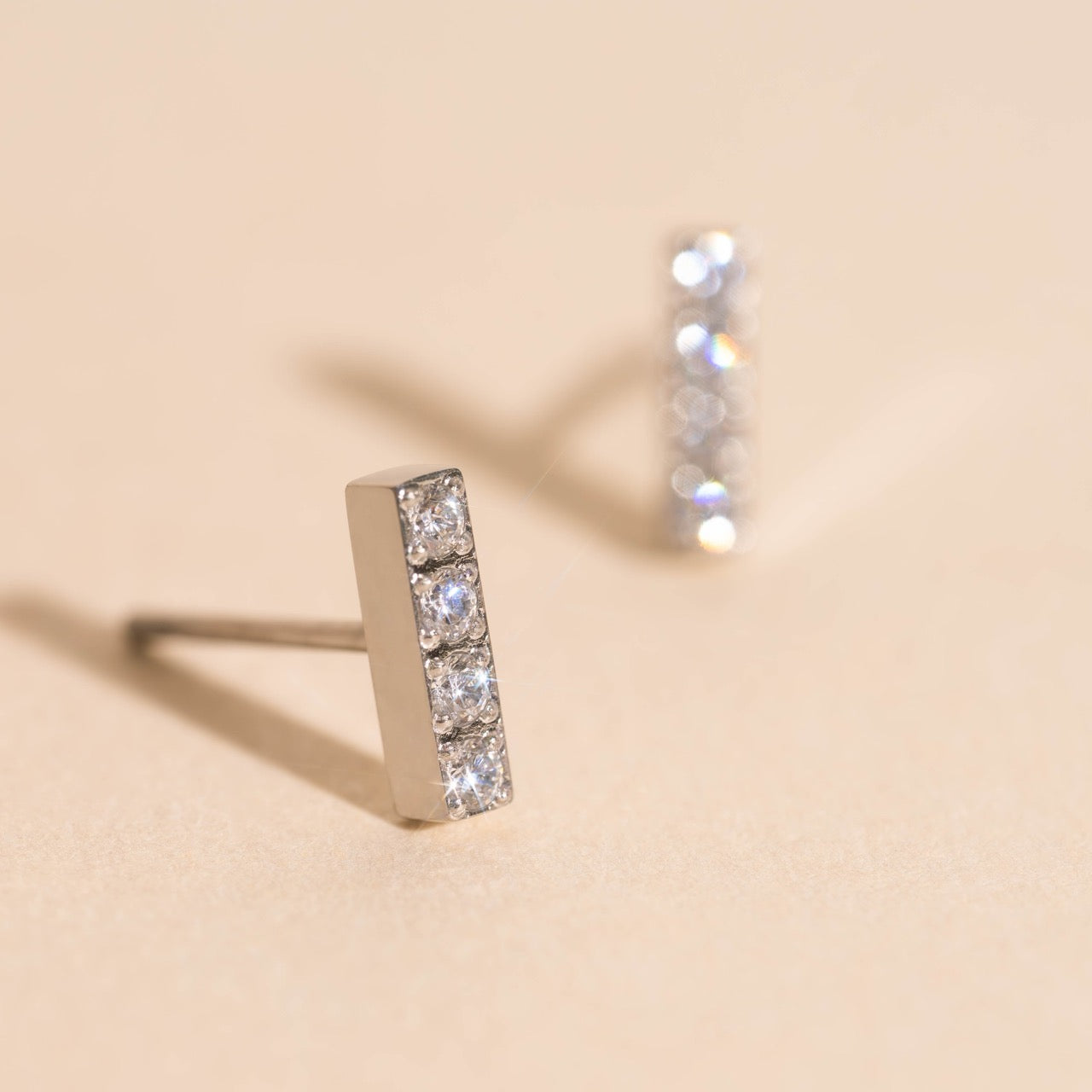 Crystal Quad Bar Stud Earrings
