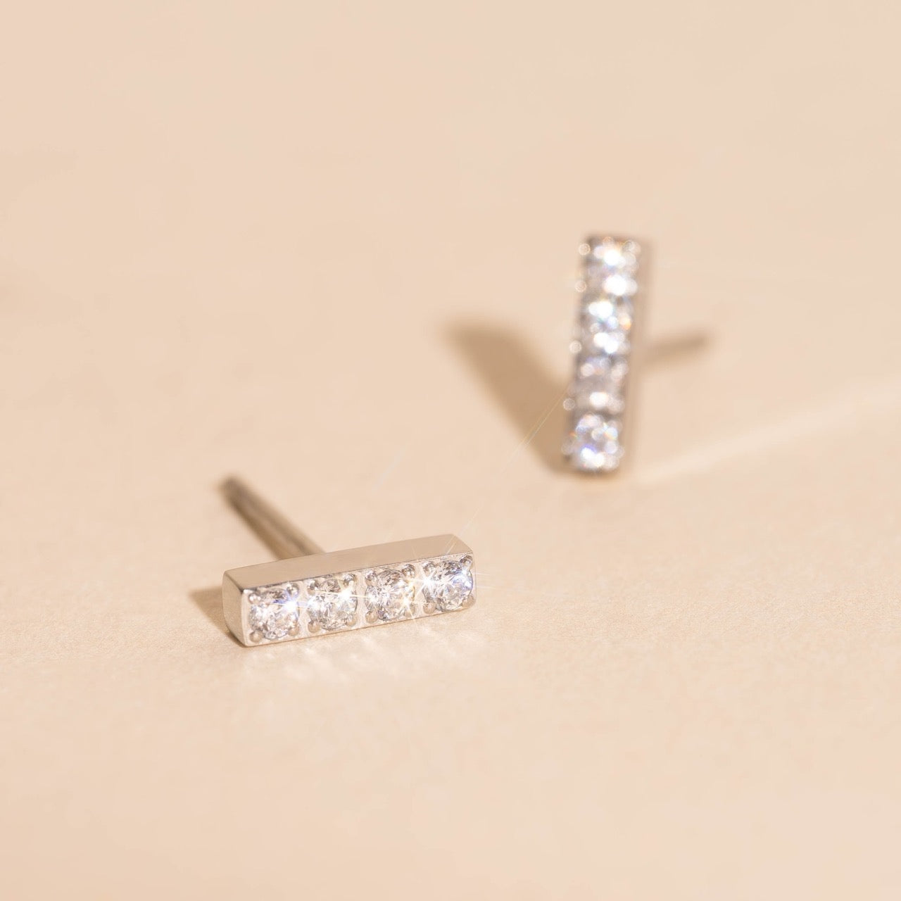 Crystal Quad Bar Stud Earrings