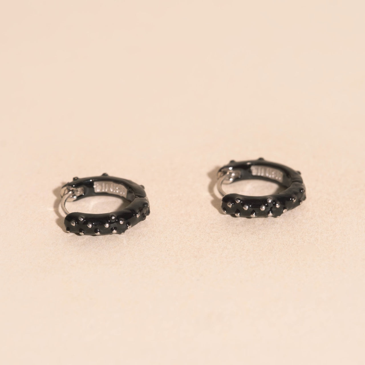 Black Speckled Chunky Rounded Huggie Hoop Earrings (OOPSIE)
