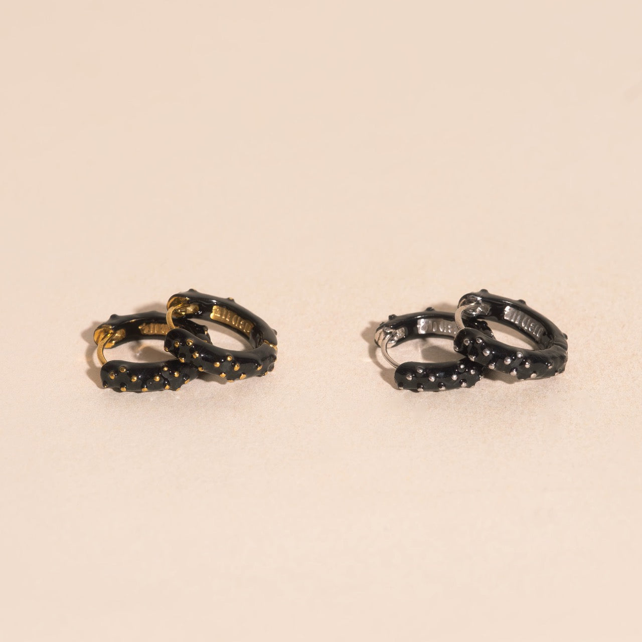 Black Speckled Chunky Rounded Huggie Hoop Earrings (OOPSIE)