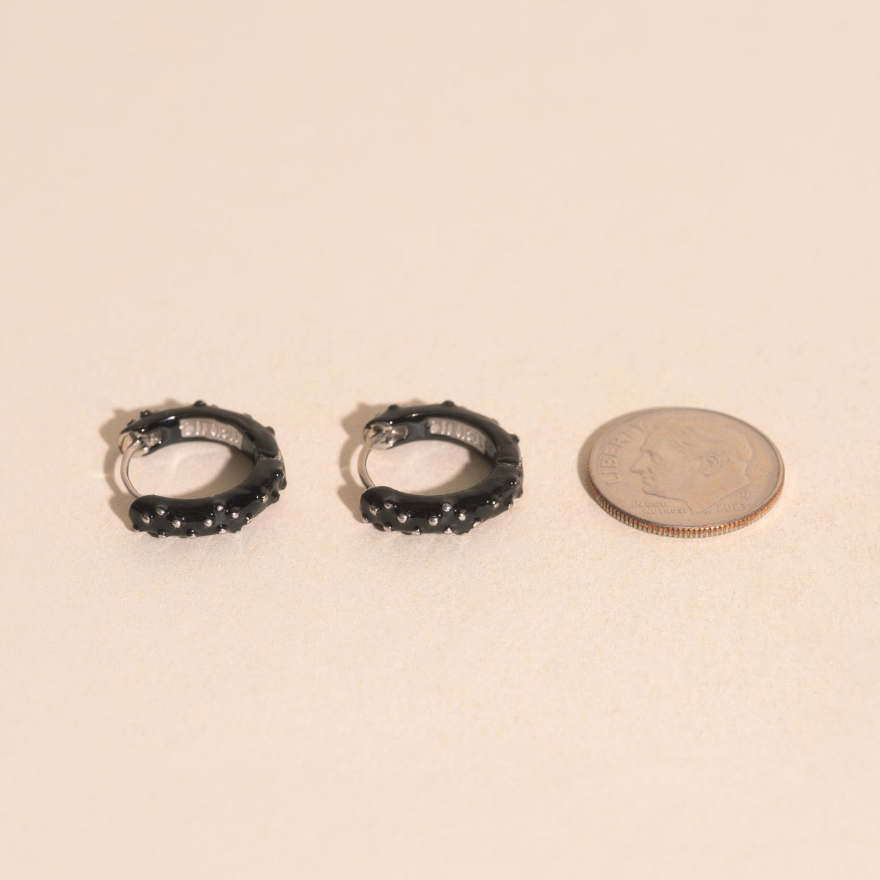 Black Speckled Chunky Rounded Huggie Hoop Earrings (OOPSIE)