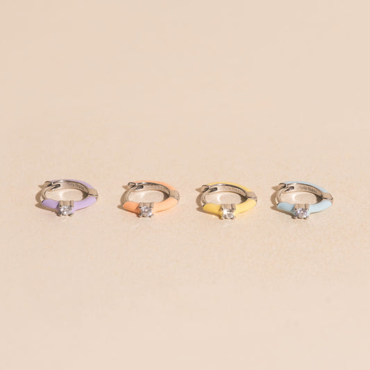 Color Pop Crystal Silver Huggie Hoop Stack Pack (4 pairs)