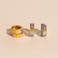 Quilted Flower Chunky Huggie Hoop Earrings