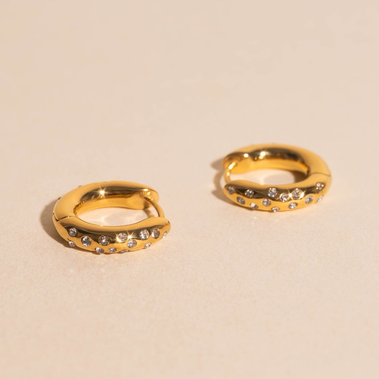 Sparkle Chunky Rounded Huggie Hoop Earrings