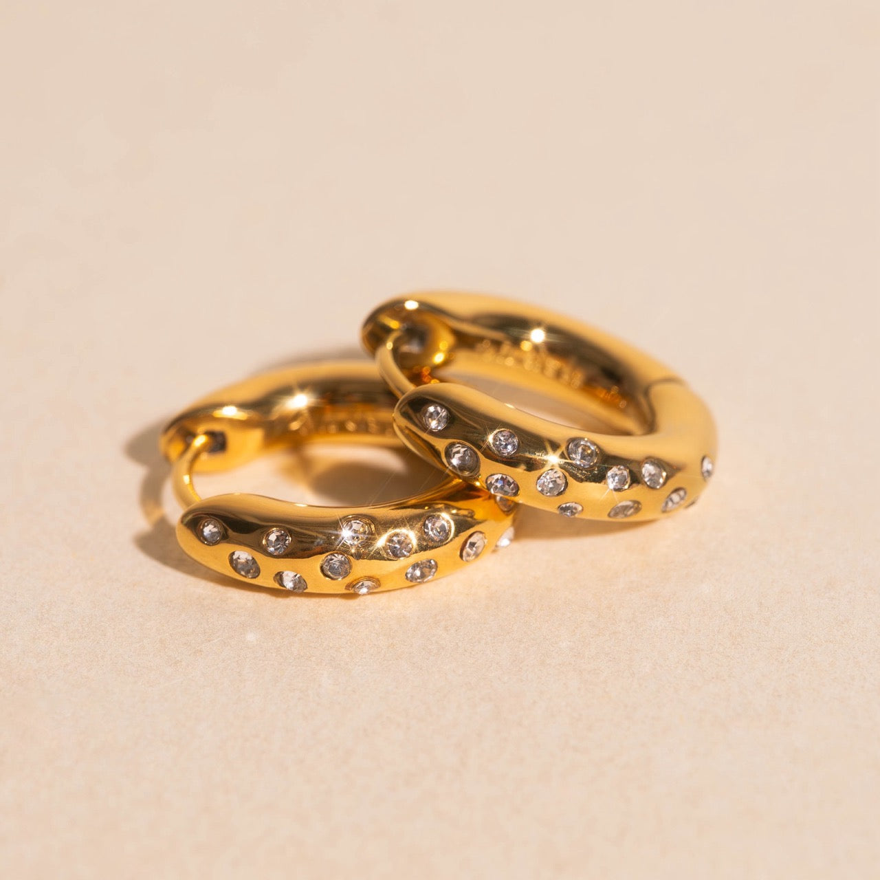 Sparkle Chunky Rounded Huggie Hoop Earrings