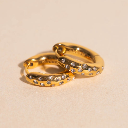 Sparkle Chunky Rounded Huggie Hoop Earrings