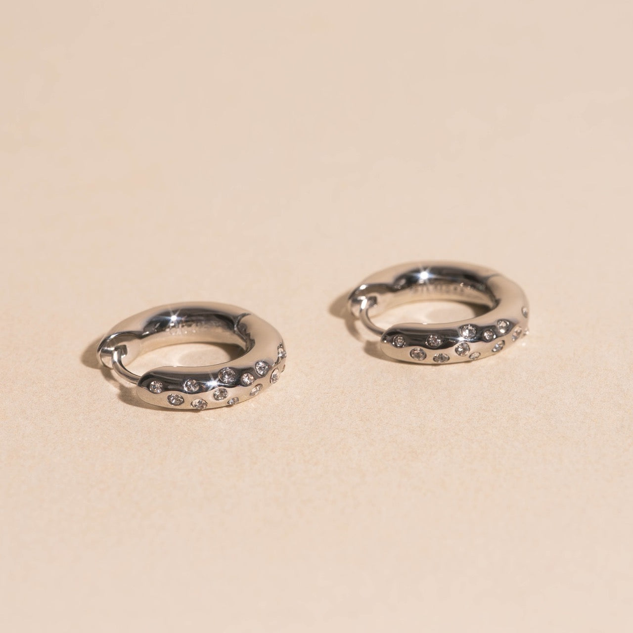 Sparkle Chunky Rounded Huggie Hoop Earrings
