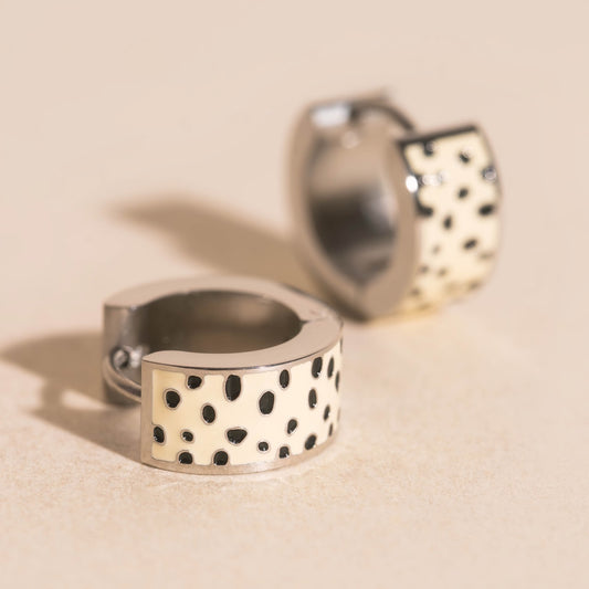 Dalmatian Super Chunky Huggie Hoop Earrings