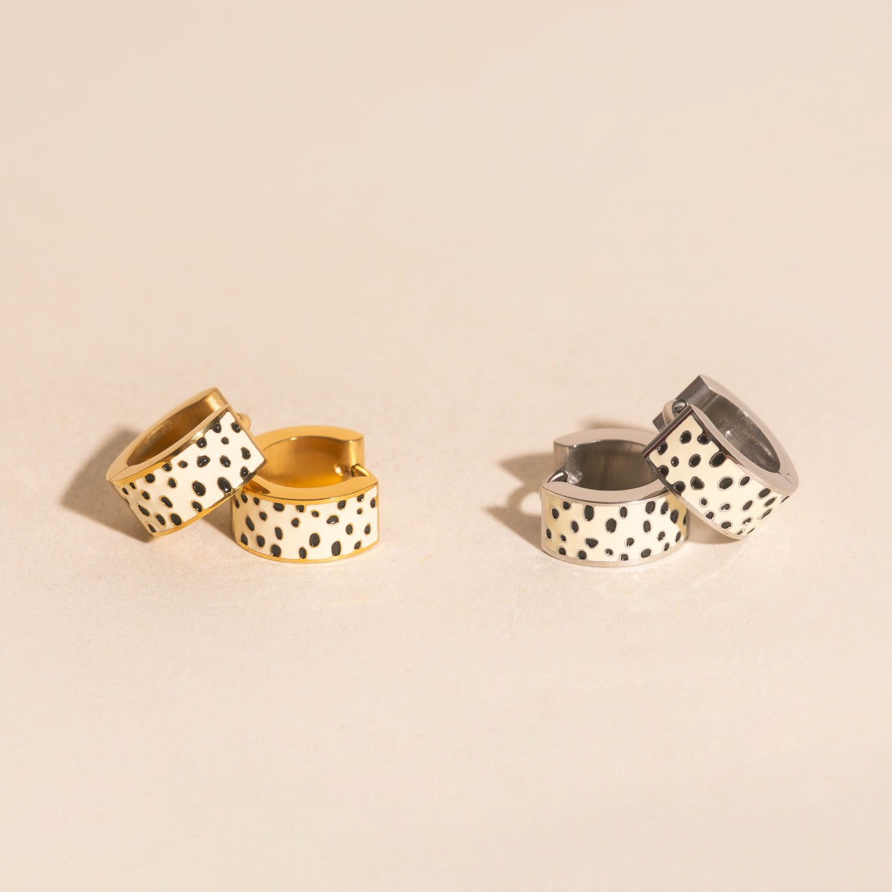 Dalmatian Super Chunky Huggie Hoop Earrings