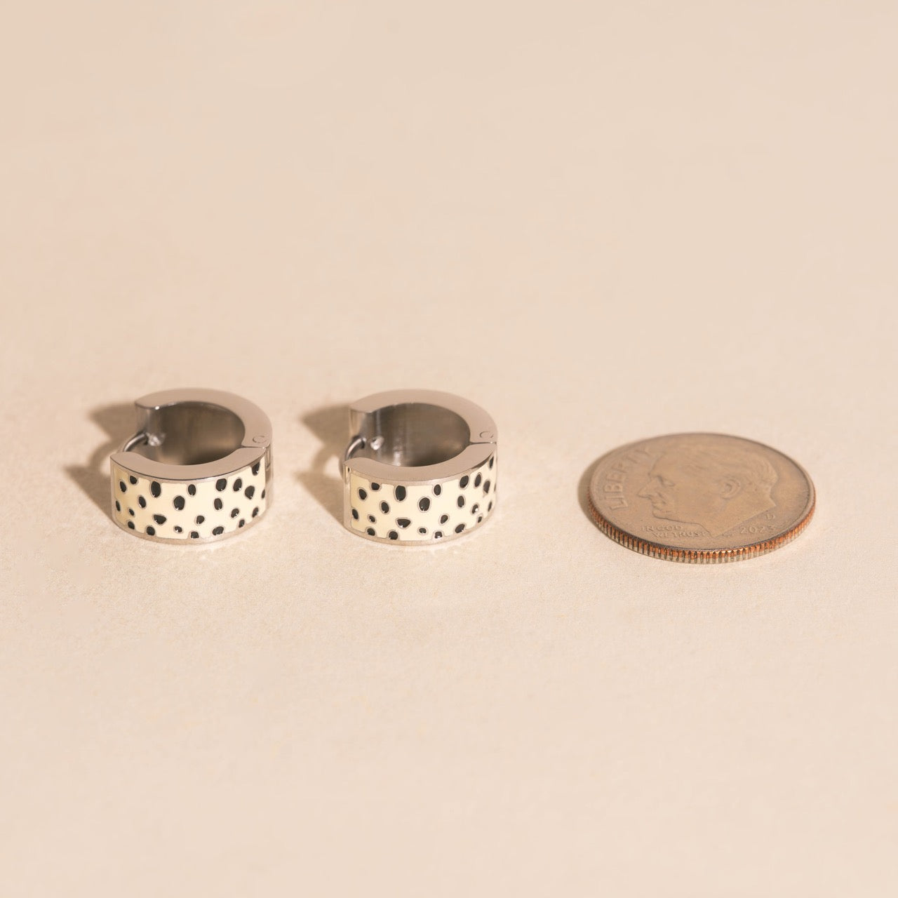 Dalmatian Super Chunky Huggie Hoop Earrings