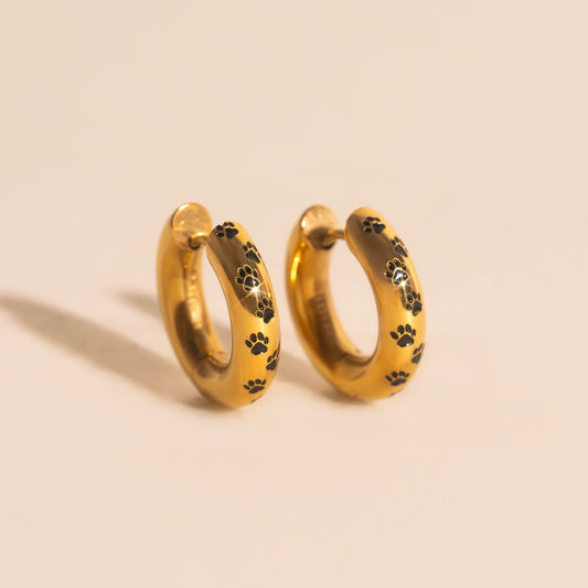 Paw Print Chunky Rounded Huggie Hoop Earrings