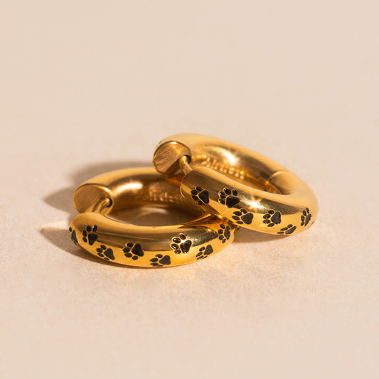 Paw Print Chunky Rounded Huggie Hoop Earrings