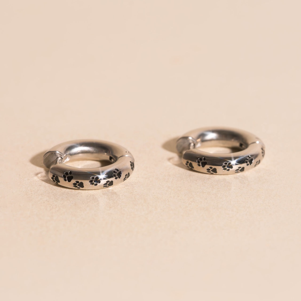 Paw Print Chunky Rounded Huggie Hoop Earrings