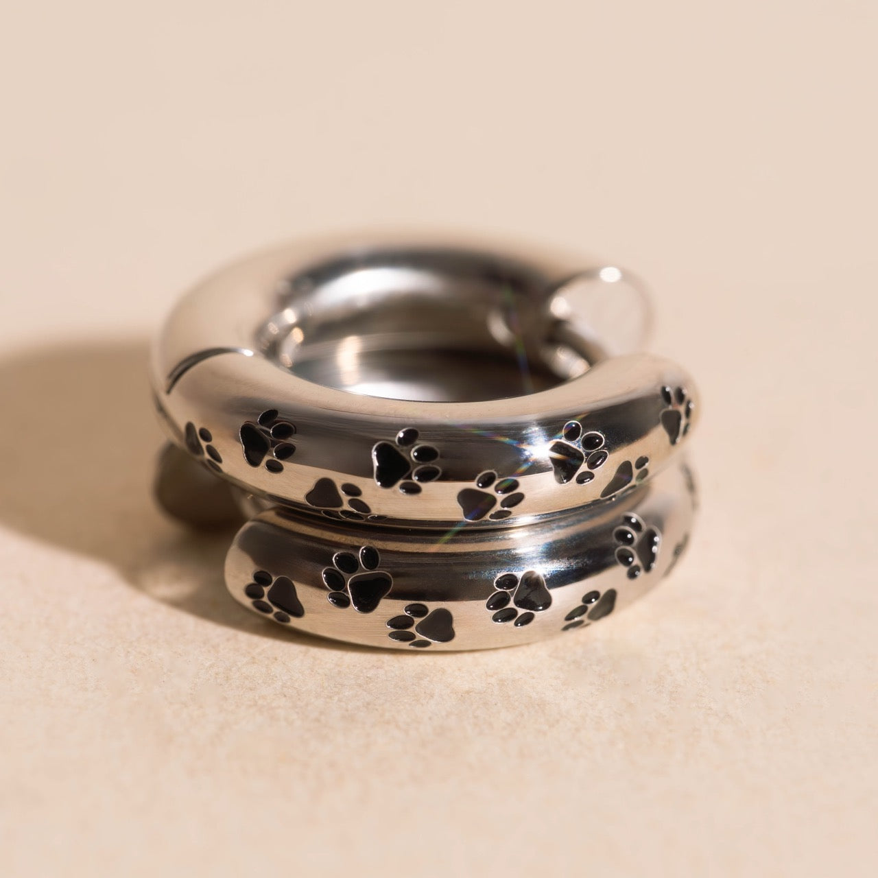 Paw Print Chunky Rounded Huggie Hoop Earrings