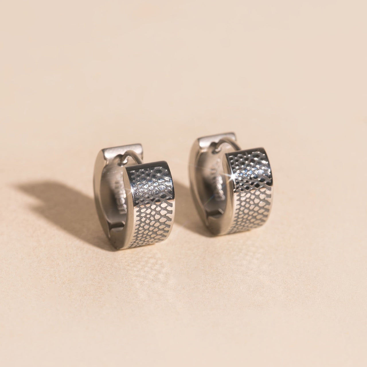 Snake Skin Super Chunky Huggie Hoop Earrings