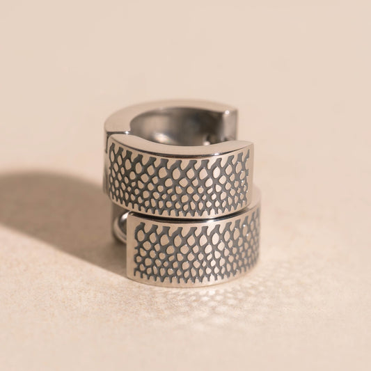 Snake Skin Super Chunky Huggie Hoop Earrings