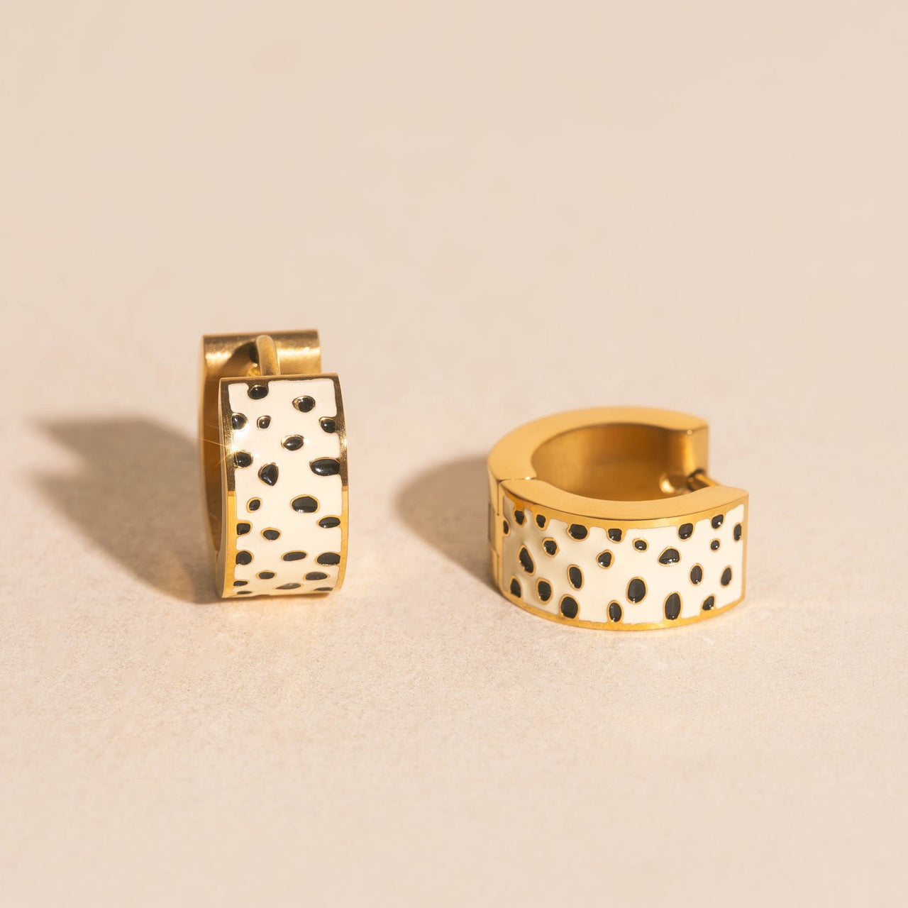 Dalmatian Super Chunky Huggie Hoop Earrings
