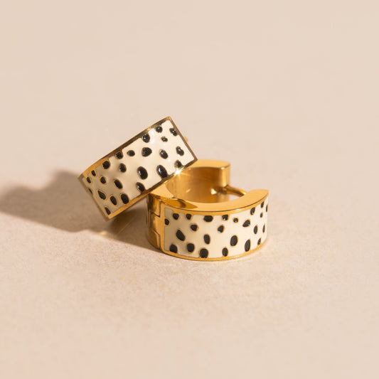 Dalmatian Super Chunky Huggie Hoop Earrings