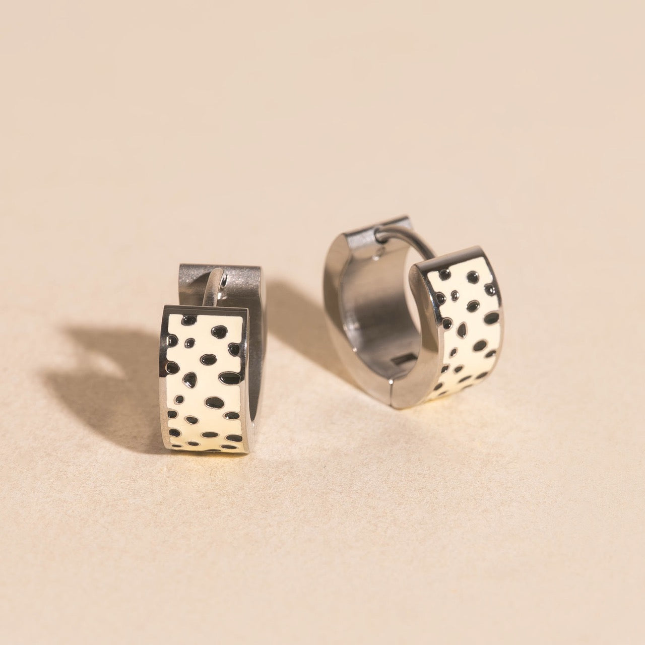 Dalmatian Super Chunky Huggie Hoop Earrings