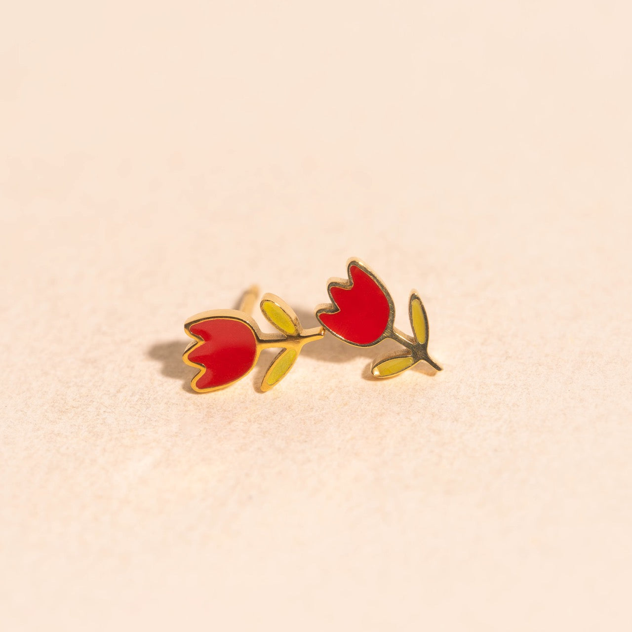 Red Tulip Stud Earrings