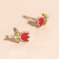 Red Tulip Stud Earrings