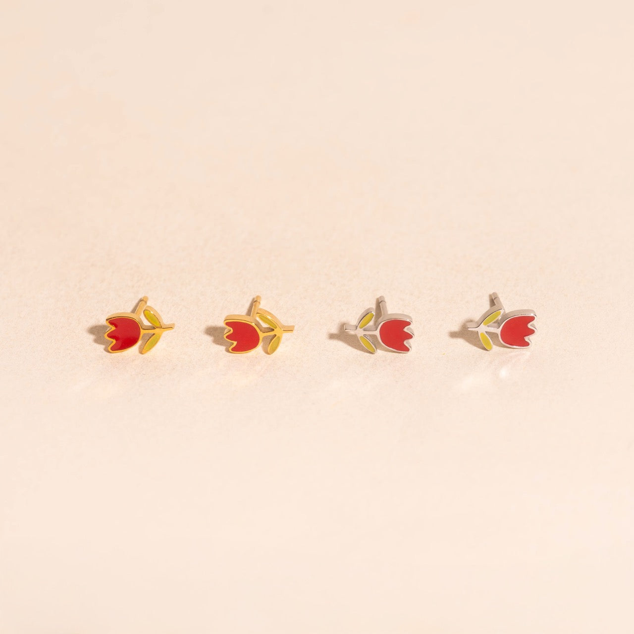 Red Tulip Stud Earrings