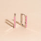 Rounded Stone Rectangle Huggie Hoop Earrings