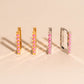 Rounded Stone Rectangle Huggie Hoop Earrings