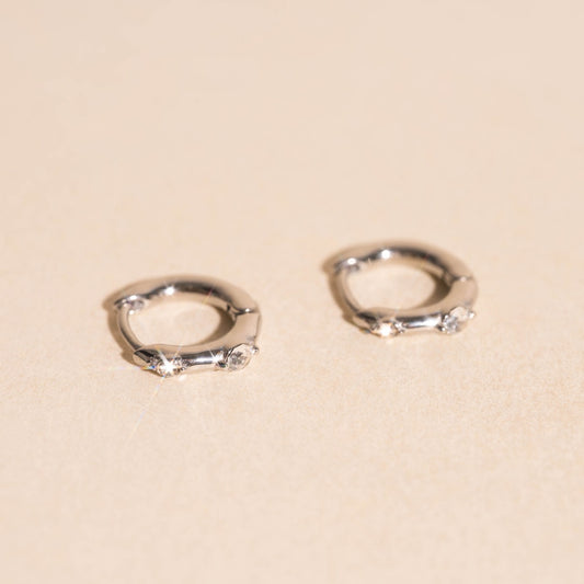 Mini Crystal Rounded Huggie Hoop Earrings