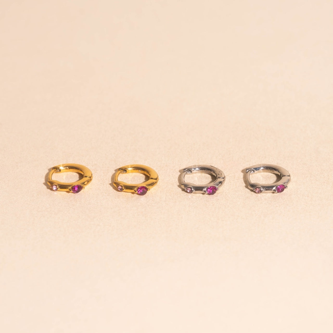 Mini Crystal Rounded Huggie Hoop Earrings